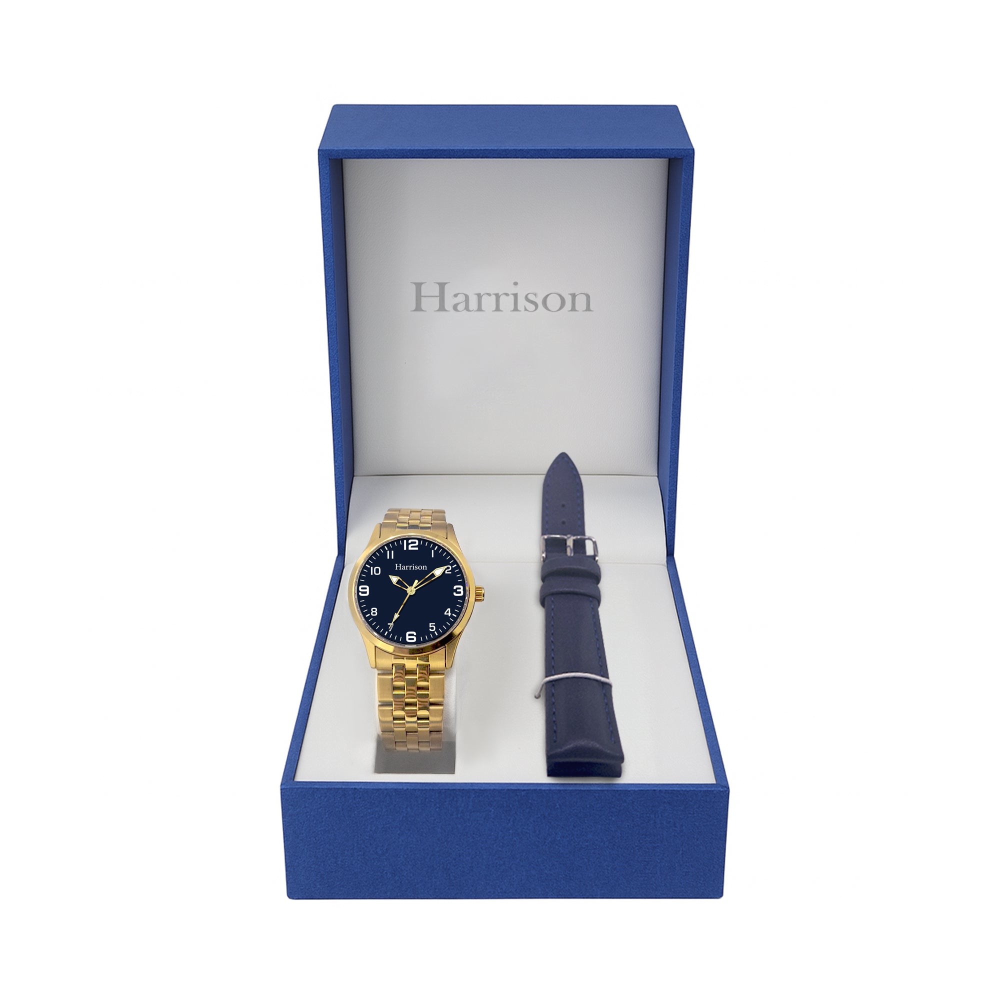 Gold Stainless Steel Boys Watch & Interchangeable Navy Strap - eva victoria ireland